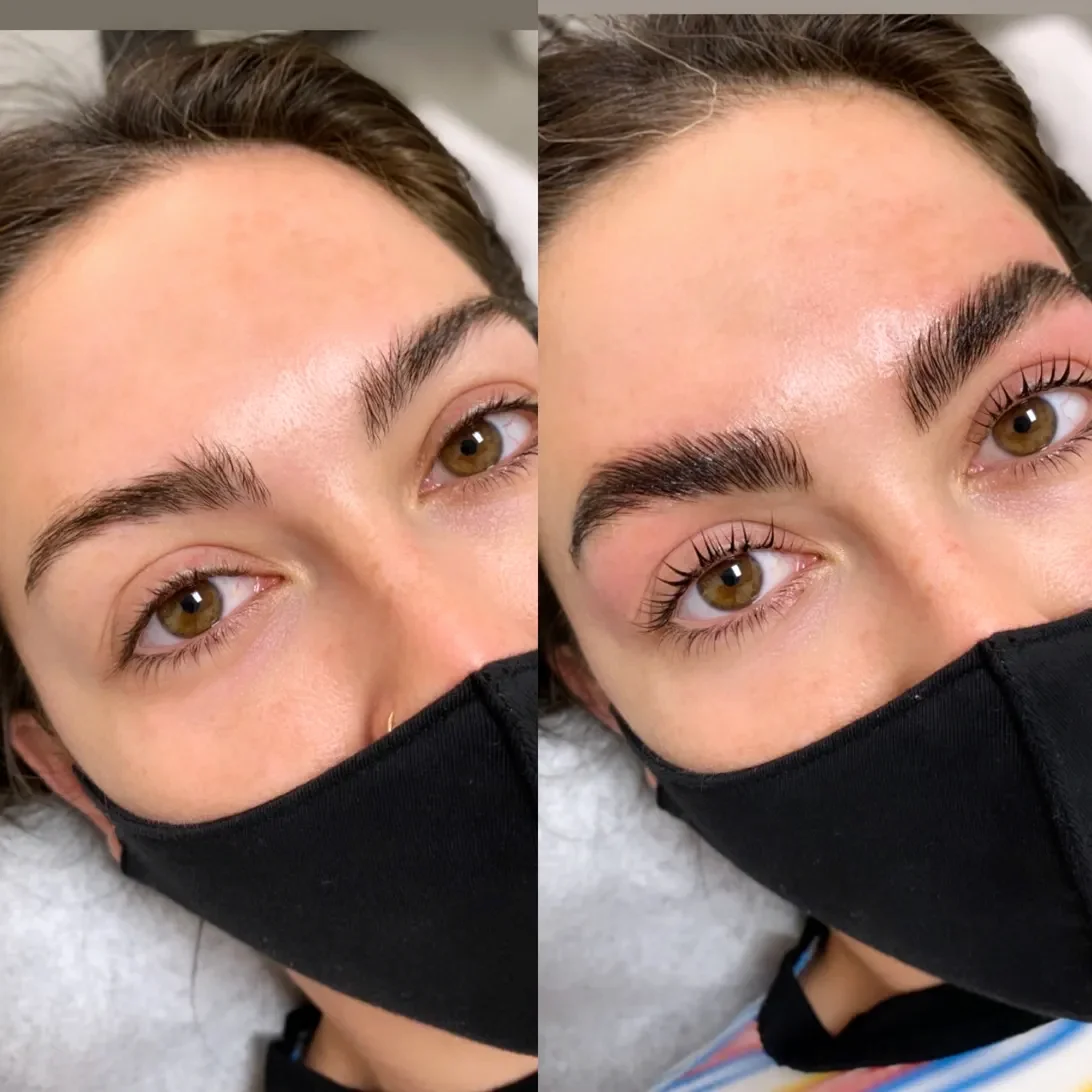 Brow lamination and lash lift before and after at Honeypot Wax Spot, Old Town Scottsdale