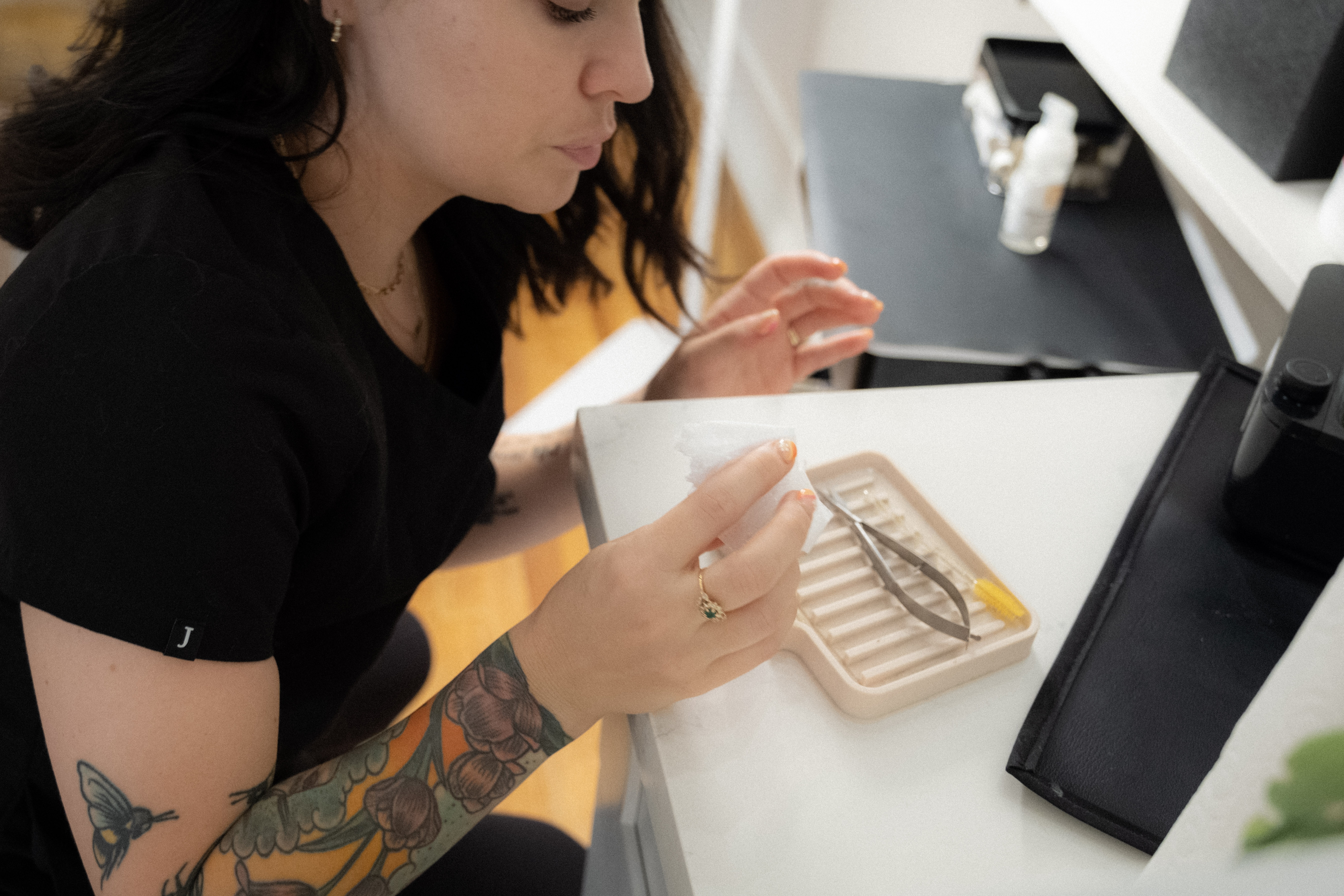 Dani performing brow service at Honeypot Wax Spot